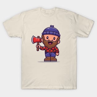 Carpenter Holding Ax Cartoon T-Shirt